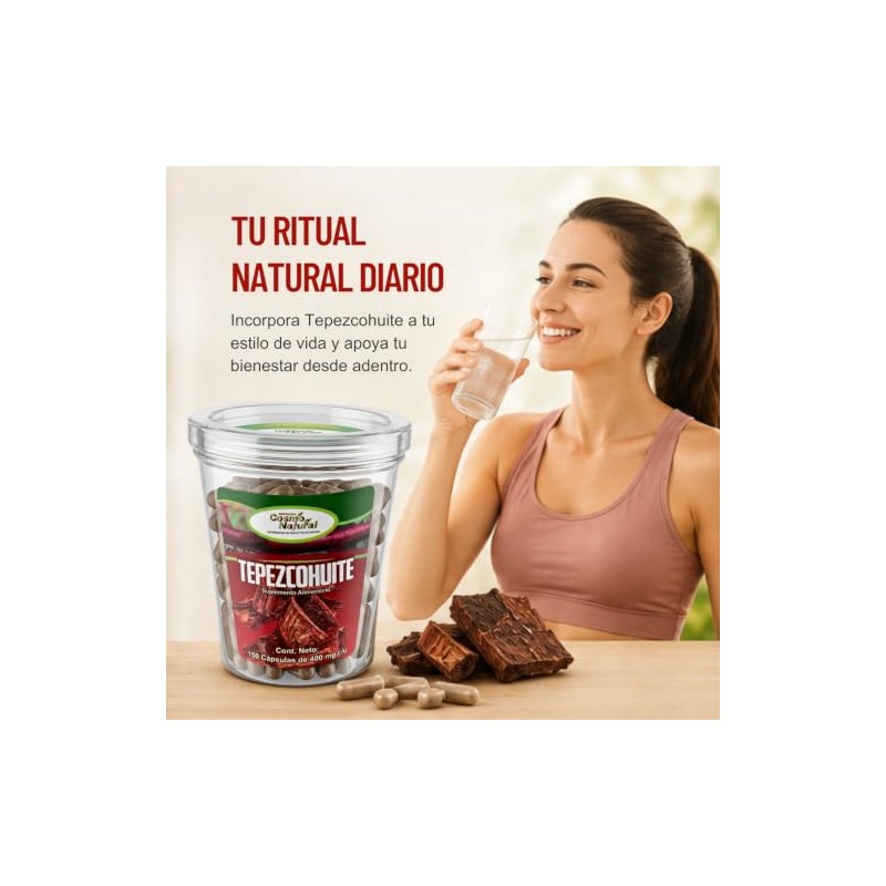 Tepezcohuite Cosmo Natural, Suplemento Alimenticio 150 Cápsulas