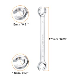 sourcing map Flare Nut Wrench 13mm x 14mm CR-V Nickel Plating Wrench for DIY Automotive Repairs and Household Maintenance
