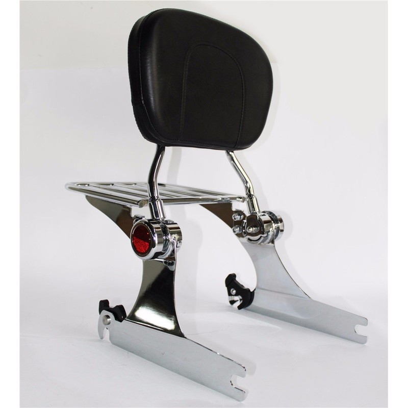 XKMT-Skull Adjustable Backrest Sissy Bar w/Luggage Rack Compatible With H-D