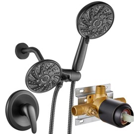 gotonovo Dual 2 in 1 Shower Head Kit High Pressure Combo System Shower Faucet 6 Modes ABS Handheld Spray Shower Trim Kit with Valve Shower Head and Handle Set Oil Rubbed Bronze