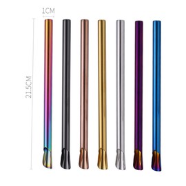 Mobestech 4pcs Reusable Stainless Steel Straws Golden Drinking Straws Creative Stirrer for Milk Tea Smoothies and Ice Easy to Clean Washable for Parties and Outdoor Use