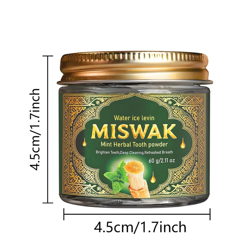 2PCS Miswak Tooth Powder, Oral Care, Herbal Whitening Toothpaste, Supports