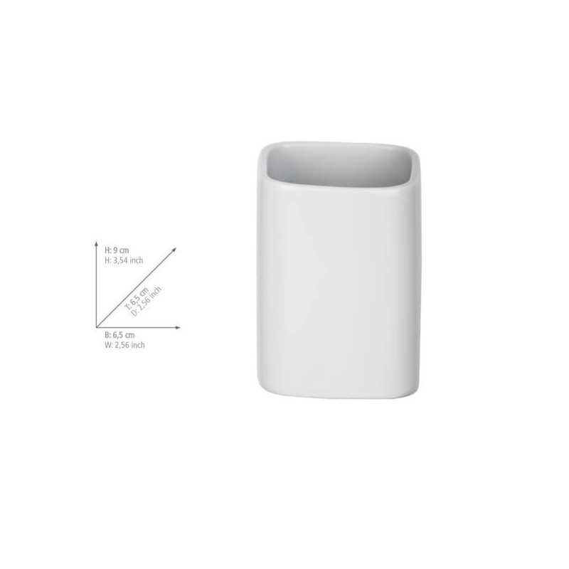 Wenko ceramica portaspazzolino Hexa opaco, Bianco, 6.5 x 6.5 x