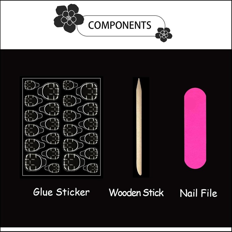Black French Tip Press on Toe Nails Short Square Fake