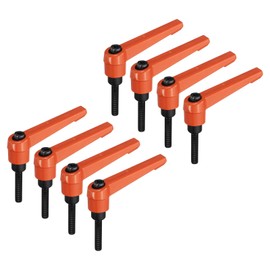 QUARKZMAN Pack of 8 Lever Adjustable Handles M5 x 25 mm Metric Thread, Level Clamping Handle, Hand Bolt Knobs, Twist Grip Handles Screws with Locking Lever, Orange