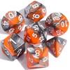 CiaraQ DND Polyhedral Dice Set with a Black Dice Bag for D&D RPG MTG Role Playing Table Games (Orange and Silver)