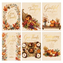 FLYAB 24 Pack Religious Thanksgiving Cards for Family Teachers Employees