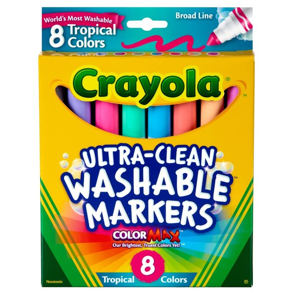 Crayola Ultra-Clean Color Max Conical Tip Washable Markers Tropical Colors