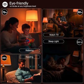 Wivety Sleep Light Bulbs Amber 1600K with Remote Control, Blue Light Blocking A19, 9W for Sleep Therapy, Baby Nursery, Bedroom (4 Packs)