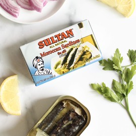 Sultan Moroccan Season Sardines in Oil, 100% All-Natural, High Protein, No Additives, No Preservatives, Paleo, Carnivore, Keto Friendly, Zero Carb, Sealed Freshness, 4.37oz (Pack of 50)