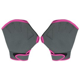 PATIKIL Webbed Swim Gloves, Unisex Swimming Resistance Training Gloves Webbed Paddle Aquatic Gloves for Swimming and Diving, S, Grey Rose Red