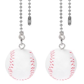 PATIKIL Ceiling Fan Pull Chain, 2 Pack 13" Decorative Baseball Pendant Chain Extender Charm Extension for Ceiling Fans Light Lamp, White