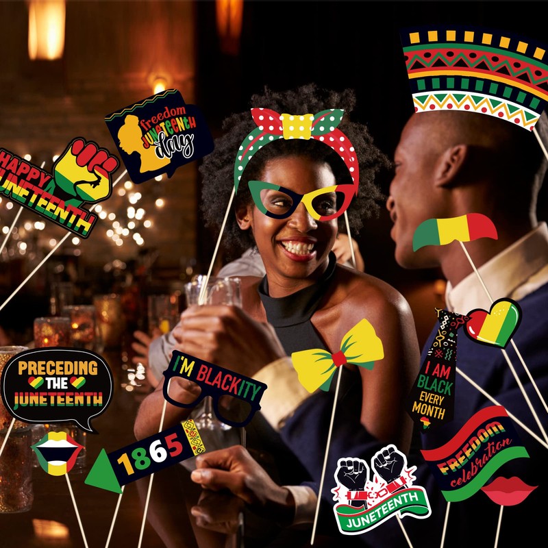 Juneteenth Photo Booth Props, 1865 Freedom Day Selfie Accessories, 25
