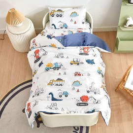 Toddler's Bed Linen Cotton Bed Linen for Baby Dinosaur with Zip Duvet Cover Bedding Set 100 x 135 cm + 40 x 60 cm, 2-Piece Set