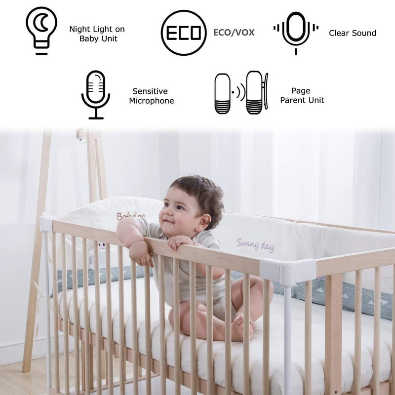 DM221 Audio Baby Monitor, 1000ft Range, Vibrating Sound Alert, Talk