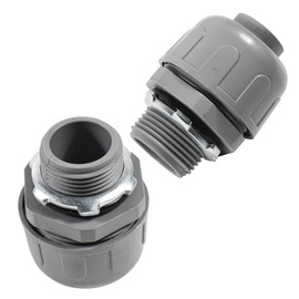 HQRP 2-Pack 3/4-Inch Nonmetallic Plastic Liquid Tight Connector 180 Degree Straight Electrical Conduit Connector Fitting [UL Listed]