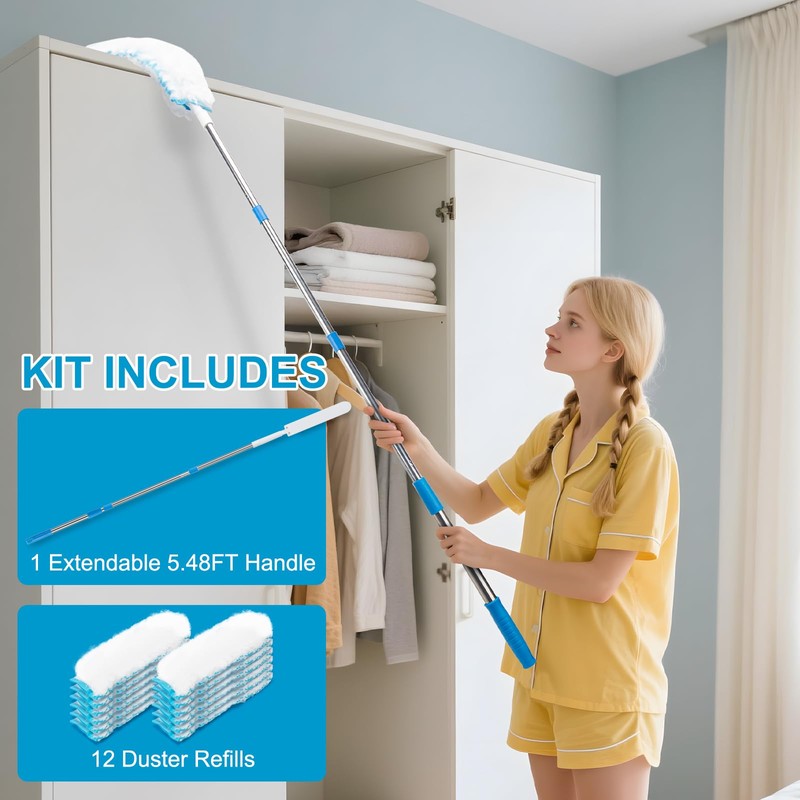 Kefanta Duster Heavy Duty Dusting Kit,5.5 ft Long Extendable Handle