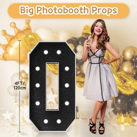Marquee Letters Black Birthday Decorations: Large 4 Feet Tall Light Up Letters for Party Decor Baby Shower Big Foam Cardboard Letter O