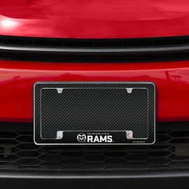 Colorado State Rams (Set of 2) Chrome Metal License Plate Frames with Carbon Fiber Design