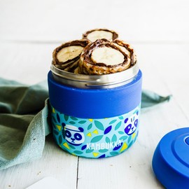 KAMBUKKA Bora Bento Box hermetisch verschlossene Müslibecher to go - Heiß und kalt - Spezialdeckel zur Druckreduzierung im Inneren der isolierten, auslaufsicheren Lunchbox- Modell "Bora Chief Panda"