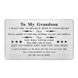 Grandson Wallet Card, Engraved Wallet Insert For Grandson, To My Grandson Gifts from Grandma Grandparents, Air Force Grandson, Birthday Gifts, Fathers Day