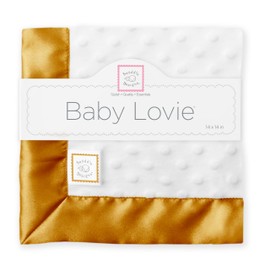 SwaddleDesigns Baby Lovie, Small Security Blanket, Plush Dots with Satin Trim, Gold, 14 x 14 inches (36 x 36 cm)