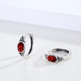 MEDWISE Celtic Earrings 925 Sterling Silver Celtic Knot Hoop Earrings with Red Cubic Zirconia Celtic Jewelry for Women Daughter Mother Gifts for Birthday Christmas Valentines Mothers Day, 18mm,