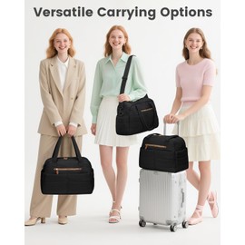 Pritent Travel Duffle Bag,Puffer Carry On Duffel Bag with Laptop Compartment Waterproof Overnight Weekender Bags for Women Large Hospital Tote Bags for Labor and Delivery(Medium,Black)