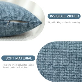 JOTOM Set of 2 Linen Cushion Covers, Decorative, Soft, Plain Throw Cushion Cover, Modern Cushion Covers, Sofa Cushion, Decorative Cushion Cover for Living Room, Bedroom, Decoration (60 x 60 cm, Blue)