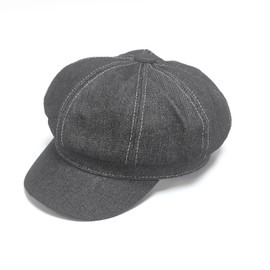 ZARSIO Denim Newsboy Hat Adjustable Beret Hat Cabbie Cap Octagonal Cap (US, Alpha, One Size, Black)