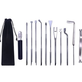 TUOREN 12Pcs Piano Repair Tool Kit Regulating Tools Including Regulating Screwdriver Capstan Screw Wrench Set with 6" Combination Tool Handle for DIY Repair Maintain Piano Tools