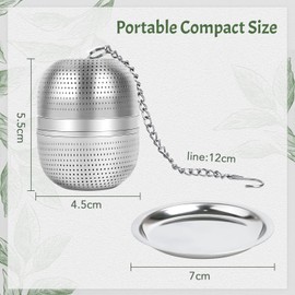 Yoassi 2 Stück Teesieb Teefilter aus Edelstahl, Feines Teeei Siebkugel Gewürzsieb mit Kette und Tropfschale für losen Tee, Gewürze, Teekannen, Tassen