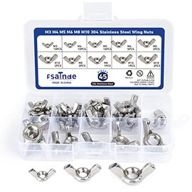 Kit Surtido de Tuercas de Mariposa de Acero Inoxidable 304, 45 piezas, M3-M10, 4 cm x 1 cm x 2 cm, plata, clase 2A, ISO métrico, totalmente roscado, interno, grado comercial, tuerca de