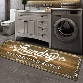 Pauwer Farmhouse Laundry Room Rug Runner 20"X59" Non Slip Laundry Rugs and Mats for Laundry Room Decor Washable Runner Rugs for Kitchen Floor Laundry Room Bathroom Hallway Entryway Area Rugs (Brown)