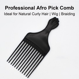 Professional Afro Pick Comb, Detangling Hairdressing Afro Braiding Rake Comb for Wig Natural African Thick Curly Long Short Hairstyling Men Women Barber Salon Hairstylist Tools (A)