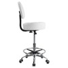 KKTONER Swivel Round Rolling Stool PU Leather with Adjustable Foot