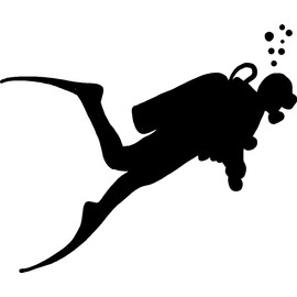 hBARSCI Scuba Diver Vinyl Decal - 5 Inches - for Cars, Trucks, Windows, Laptops, Tablets - Outdoor-Grade 2.5mil Thick Vinyl - Black