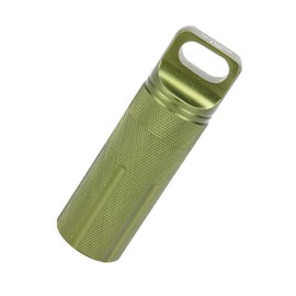 Vogueing Tool Waterproof Pill Holder EDC Container Metal Survival Capsule for Camping Climbing Cycling Hiking (Round Head, Green)