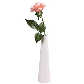 White Ceramic Flower Vase, 8.7 Inch Tall Tapered Vase with Single Stem Decorative Flower Vase Conical Vase Table Decoration Table Decoration for Party Home Decoration (Without Flower)