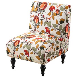 Buenanir Armless Accent Chair Cover Stretch Spandex Slipper Chair Covers Removable Non-Slip Silp Cover for Accent Chairs Without Arms for Living Room Hotel, Set of 1, Orange Leaves