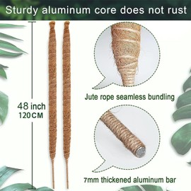 2 Pack 48 Inch Moss Pole, Bendable Moss Pole for Plants Monstera, Tall for Climbing Plants Indoor, Large Support, Garden Trellis Stick Stakes for Plants