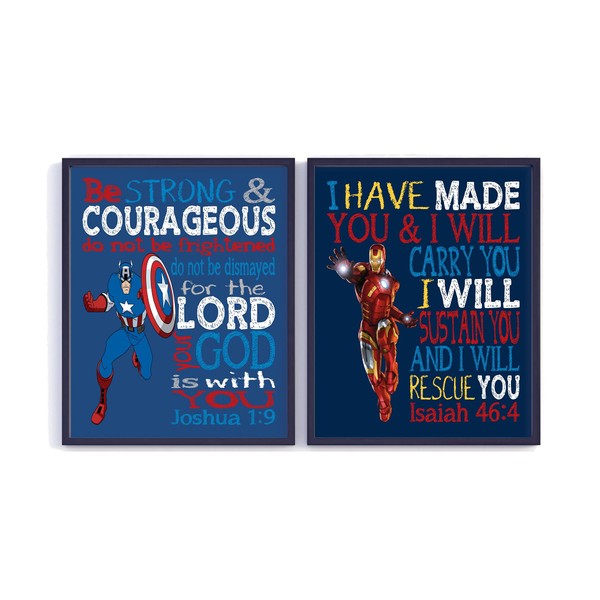 Superhero Christian Nursery Set of 2 Unframed Prints - Captain