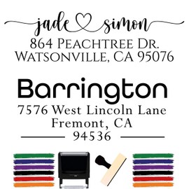 Custom Stamp - Return Address Stamp - Self Inking Name Stamp Custom Address Stamps Wedding Invitation Stamp 15+ Designs! (Green Ink)