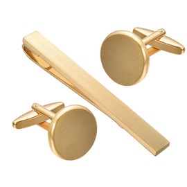 Asienice Men's Cuff Links Tie Pin Round Jewellery for Business, copper, No Gemstone