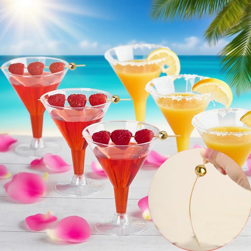 Rowcay 300 Pack White, Pink and Gold Plastic Pearl Cocktail