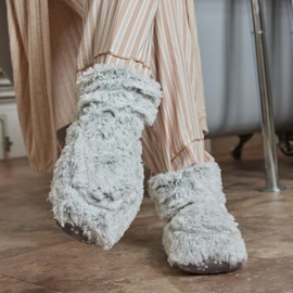 Warmies Warmies Microwavable Boots, Heatable Ladies Slipper Boots with French Dried Lavender, Soothing Warmth and Comfort, One Size Marshmallow Grey Colour