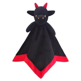 Doindute Baby Black Dragon Soft Stuffed Animal Security Blanket, Dinosaur Plush Character Lovey Blanket, Baby Shower/Nursery Gift, Newborn Infant Toddler Snuggle Blankie for Boys Girls, 14 Inches