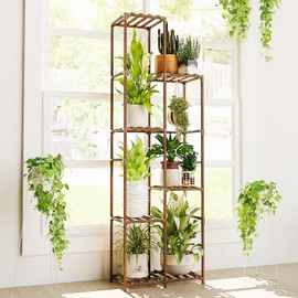 Bamworld Tall Plant Stand Indoor Corner Outdoor Plant Shelf Wood Plant Holder for Multiple Plants Flower Stands Plants Rack Living Room Garden Patio Lawn Window