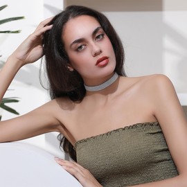 Yamberdoly Rhinestone Necklaces for Women 925-Silver-Plated Tennis Necklace CZ Diamond Choker Silver Necklace for women Wedding Mother's Day Gifts 5 rows