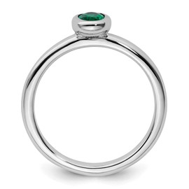 Sonia Jewels Real 925 Sterling Silver Stackable Oval Created Emerald Green May Gemstone Ring Eternity Band Size 9